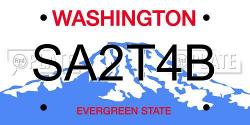 SA2T4B Washington License Plate