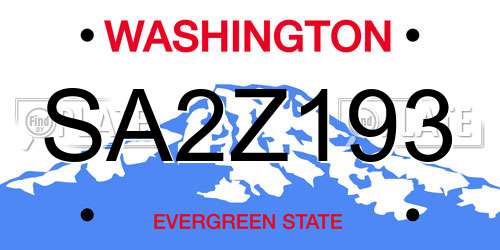 SA2Z193 Washington License Plate