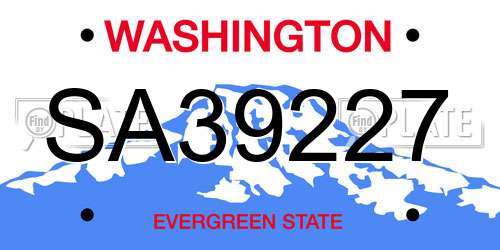 SA39227 Washington License Plate