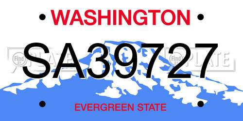 SA39727 Washington License Plate