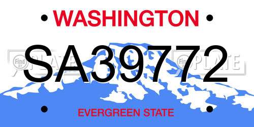 SA39772 Washington License Plate