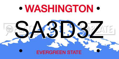 SA3D3Z Washington License Plate