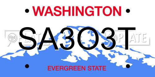 SA3O3T Washington License Plate
