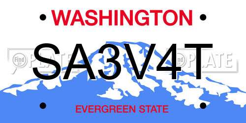SA3V4T Washington License Plate