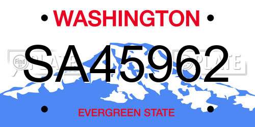 SA45962 Washington License Plate