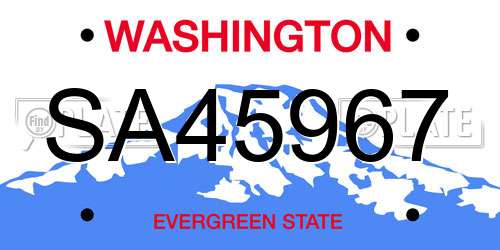 SA45967 Washington License Plate
