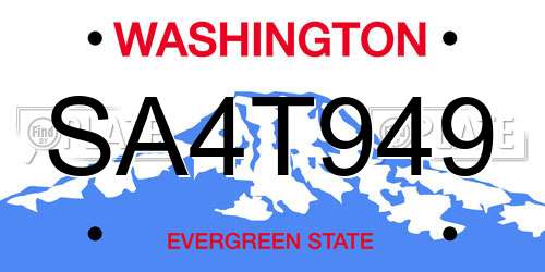 SA4T949 Washington License Plate