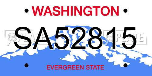 SA52815 Washington License Plate