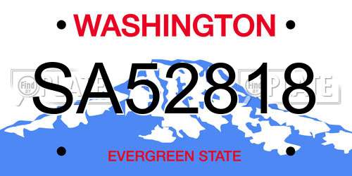 SA52818 Washington License Plate