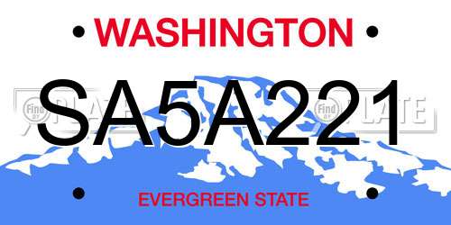 SA5A221 Washington License Plate