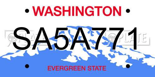 SA5A771 Washington License Plate