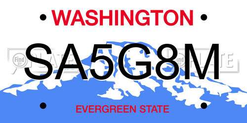 SA5G8M Washington License Plate