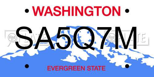 SA5Q7M Washington License Plate