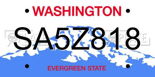 SA5Z818 Washington License Plate