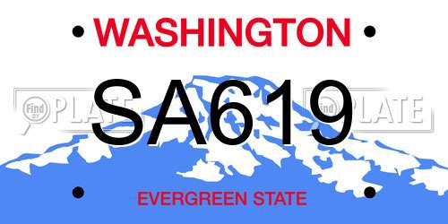 SA619 Washington License Plate