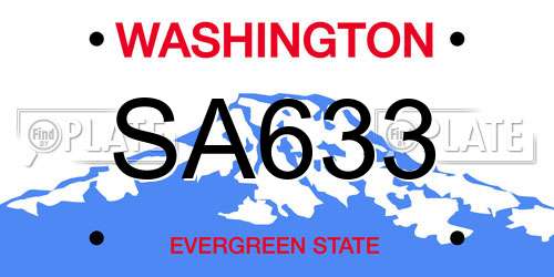 SA633 Washington License Plate