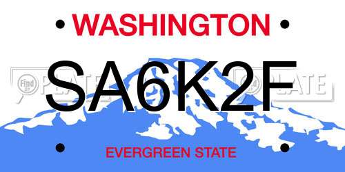 SA6K2F Washington License Plate