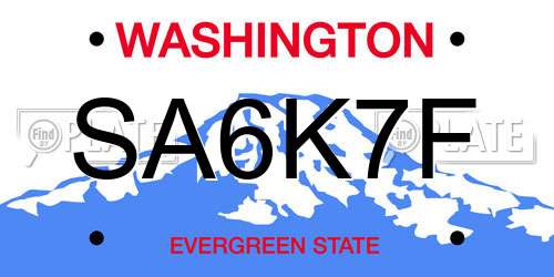 SA6K7F Washington License Plate