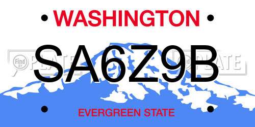 SA6Z9B Washington License Plate