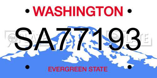 SA77193 Washington License Plate