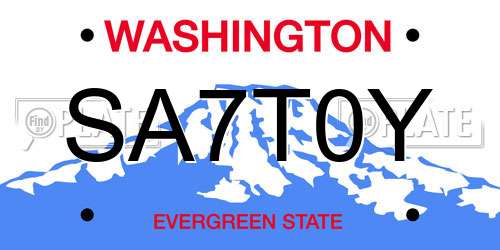 SA7T0Y Washington License Plate