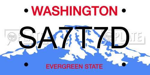 SA7T7D Washington License Plate
