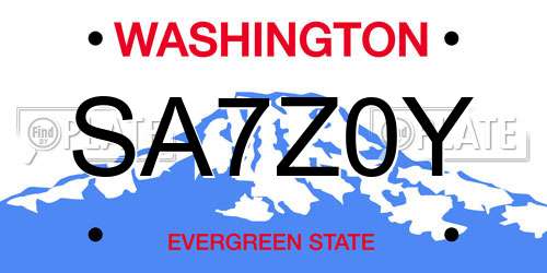 SA7Z0Y Washington License Plate