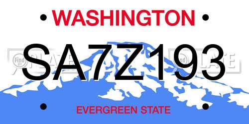 SA7Z193 Washington License Plate