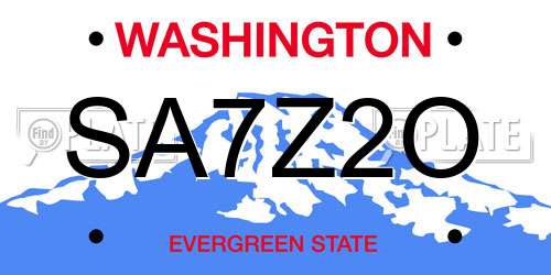 SA7Z2O Washington License Plate