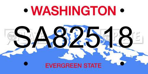SA82518 Washington License Plate