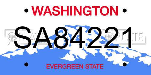 SA84221 Washington License Plate