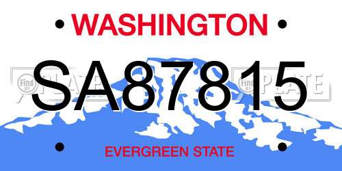 SA87815 Washington License Plate