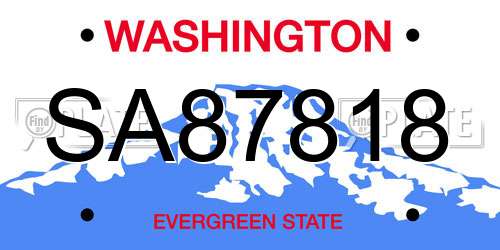SA87818 Washington License Plate