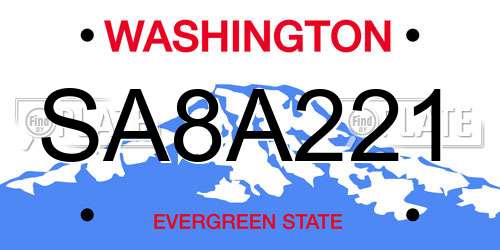 SA8A221 Washington License Plate