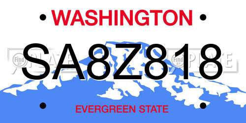 SA8Z818 Washington License Plate