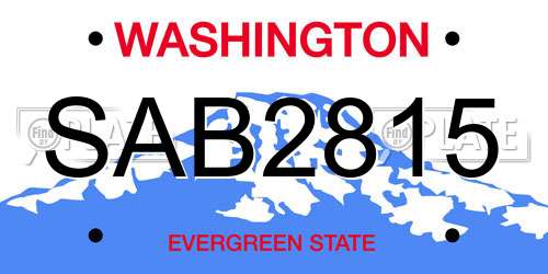 SAB2815 Washington License Plate