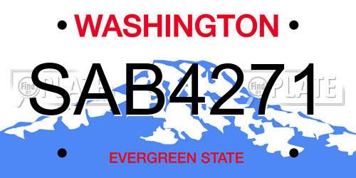SAB4271 Washington License Plate
