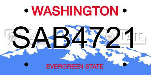 SAB4721 Washington License Plate