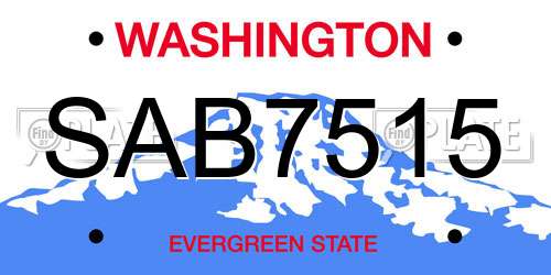 SAB7515 Washington License Plate