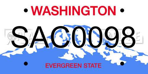 SAC0098 Washington License Plate