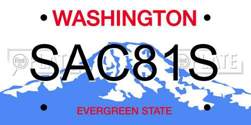 SAC81S Washington License Plate