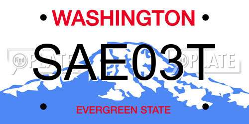 SAE03T Washington License Plate