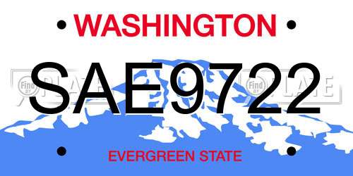 SAE9722 Washington License Plate