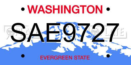 SAE9727 Washington License Plate