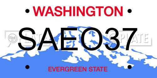 SAEO37 Washington License Plate