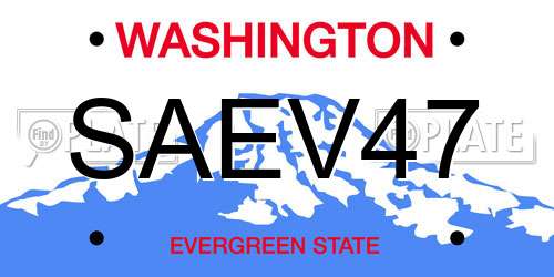 SAEV47 Washington License Plate