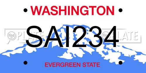SAI234 Washington License Plate