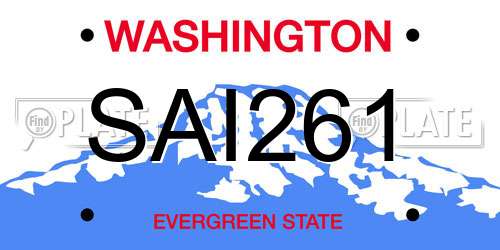 SAI261 Washington License Plate