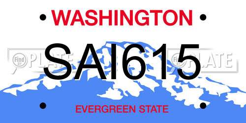 SAI615 Washington License Plate