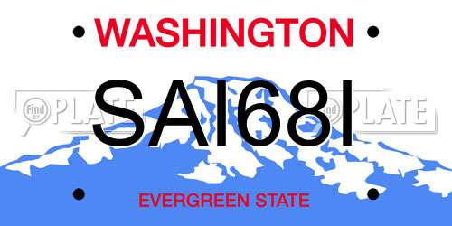 SAI68I Washington License Plate